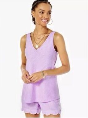 NWOT Lilly Pulitzer Purple Iris Florin Sleeveless Linen Top Size S